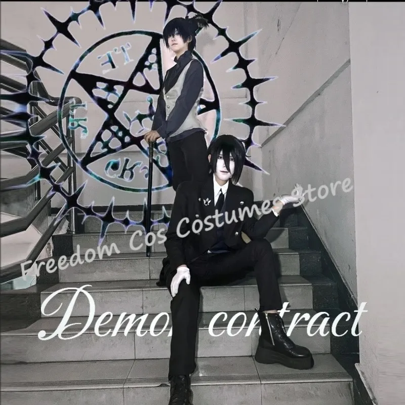 Black Butler Sebastian Michaelis Cosplay Sebas Costume Japanese Anime Carnival Party Uniform Swallowtail and Accessories Suit