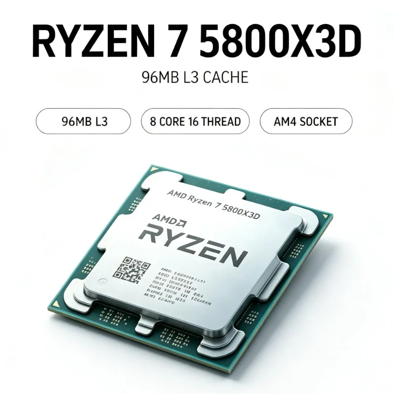 AMD Ryzen 5000 Series 5800X3D Gaming Processor AM4 Interface 8C16T 5GHz DDR4 96MB Cache Without Cooler
