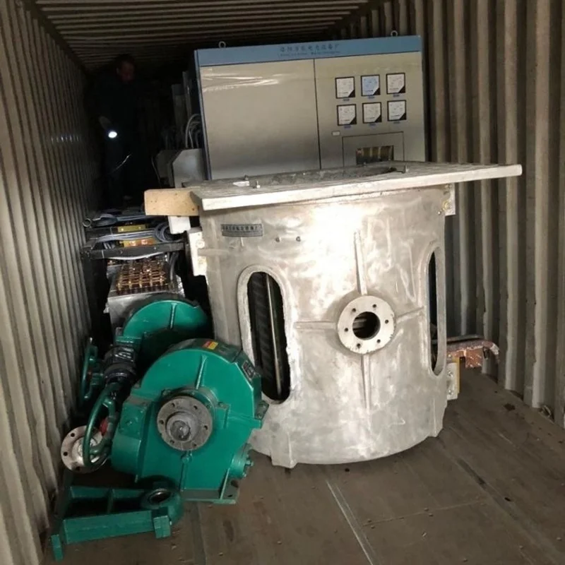 500KG TO 1500Kg 1000KW Aluminium Shell Induction Furnace For Melting Steel Iron Copper Scrap Foundry Casting Factory
