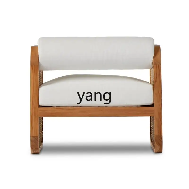 

lCX solid wood rattan single sofa casual back chair living room simple