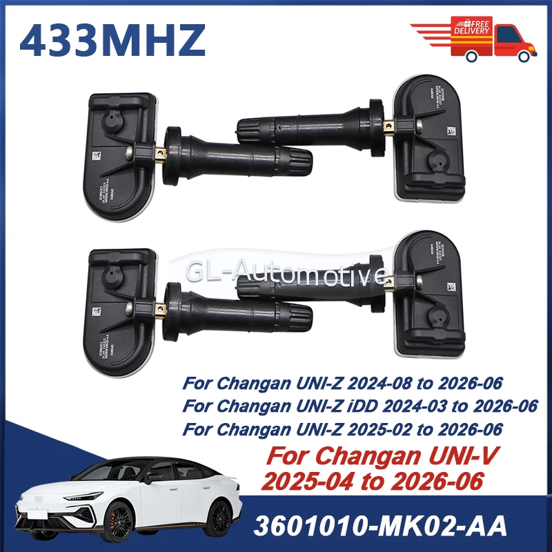 

3601010MK02AA 4PCS 433MHZ TPMS Tire Pressure Sensor For Changan X5 PLUS X7 PLUS UNI-Z iDD 2024-2026 UNI-V 2025-2026