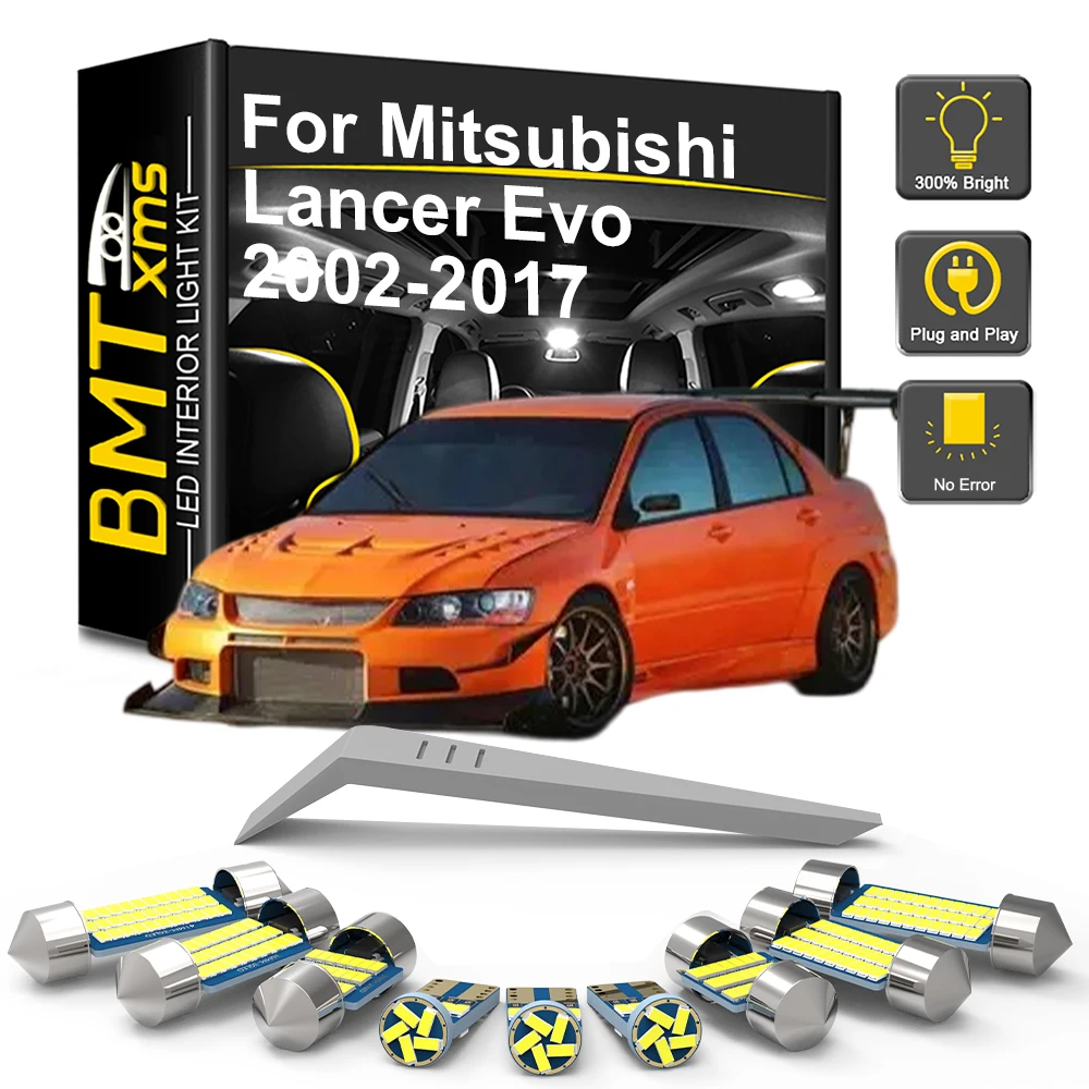 LED Bulb Interior Light Kit For Mitsubishi Lancer Evo Evolution 7 8 9 10 VII VIII IX X 2002- 2015 2016 2017 Accessories