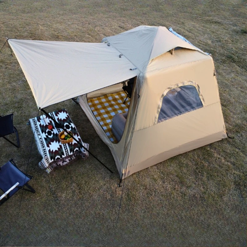 Increase the height and quickly inflate the outdoor camping weatherproof family integrated inflatable tent for 3 to 5 people