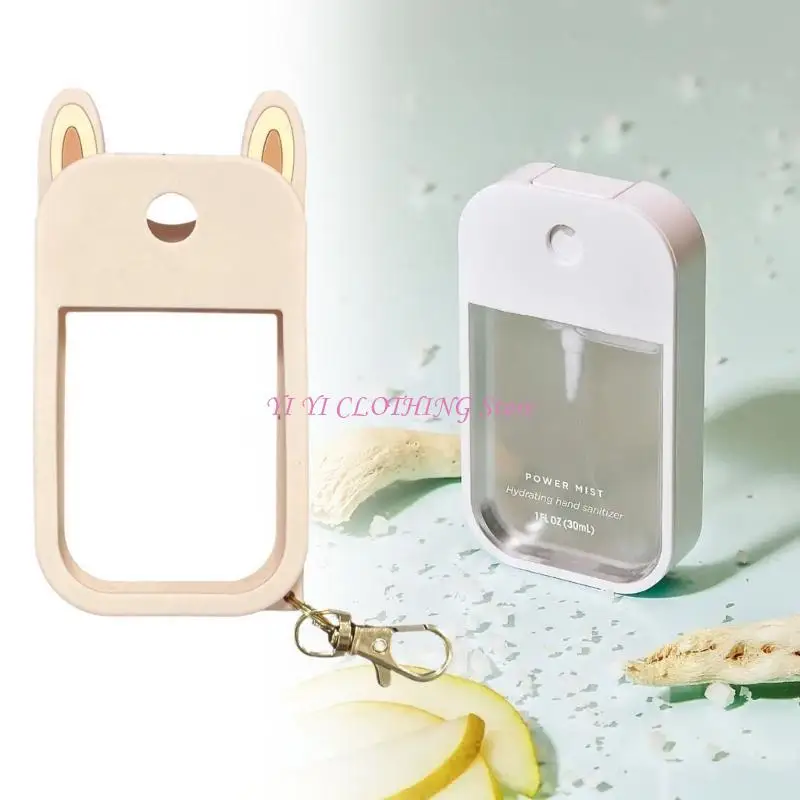 N5KF Cartoon Ear Shaped Silicone Sanitizer Case Keyring Attachment Bag Pendant
