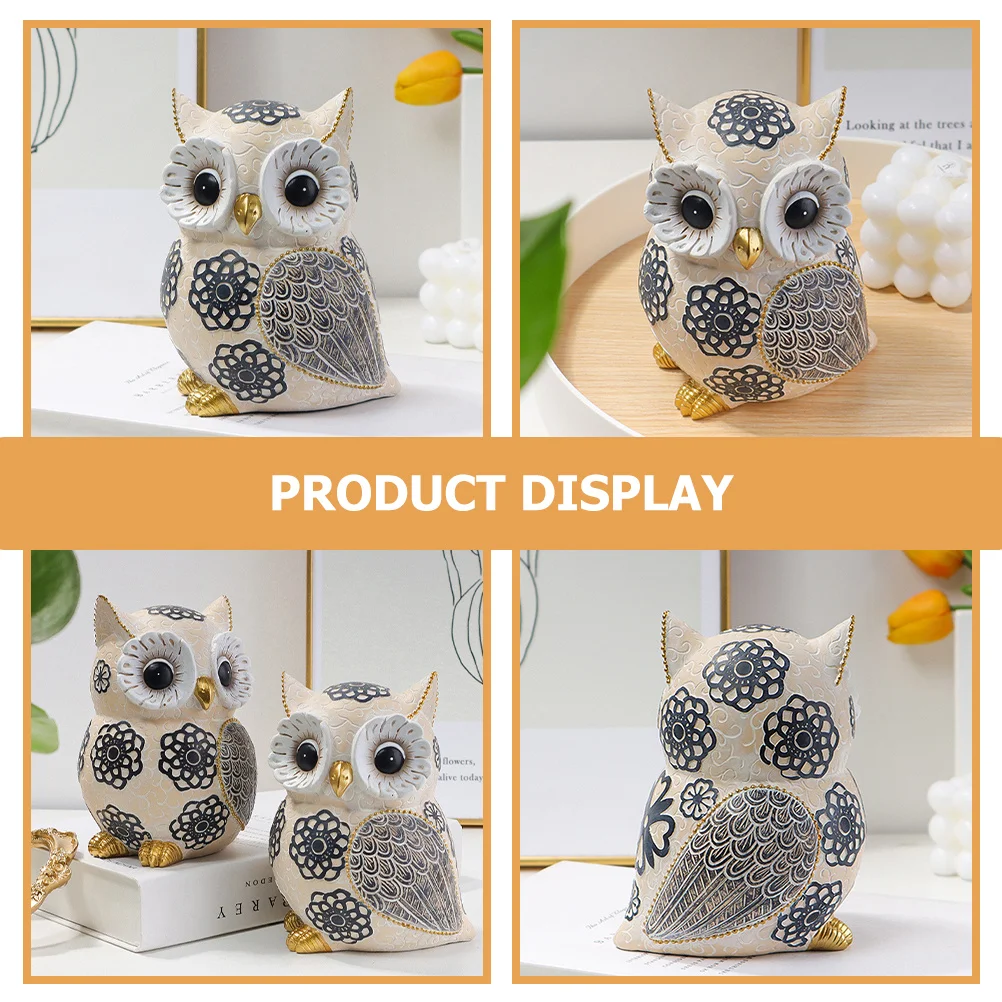 

Owl Shaped Adornment Resin Landscape Ornament Office Decor Small Space Friendly Design Resin Owl Ornament