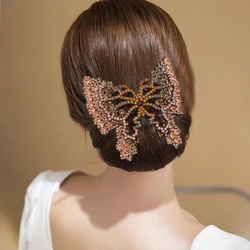 Rhinestone Butterfly Hair Clip Shiny Color Ponytail Holder Hairpin Barrettes For Women Styling Tools Fashion Hair Accessories