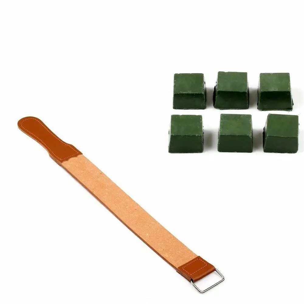 Leather Sharpening Strop Belt,Polish Abrasive Paste for Straight Razor Sharpener Shaving Tool Double Sided Polishing Compound