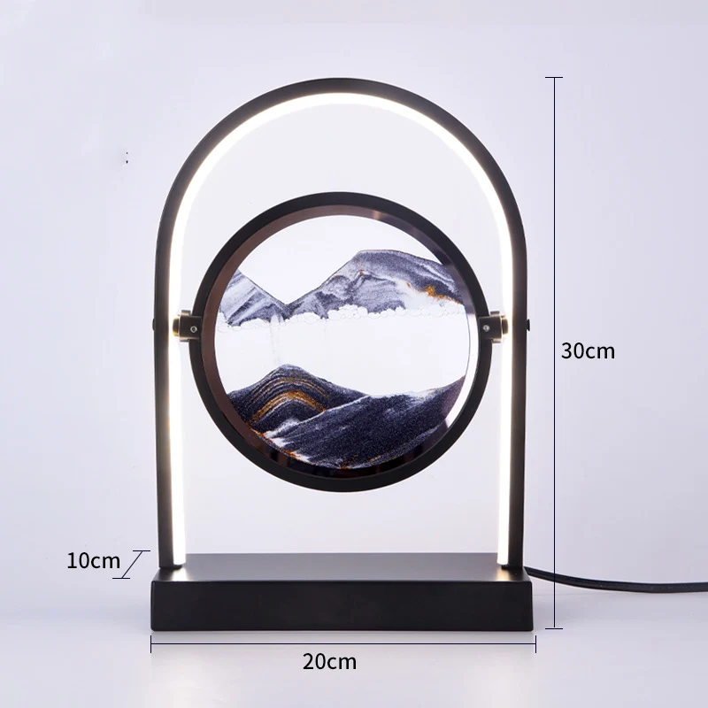 الرمال المتحركة اللوحة الجدول ضوء الفاخرة الفن الساعة الرملية هدية الزفاف مكتب غرفة المعيشة المحيطة ضوء غرفة نوم مصابيح السرير