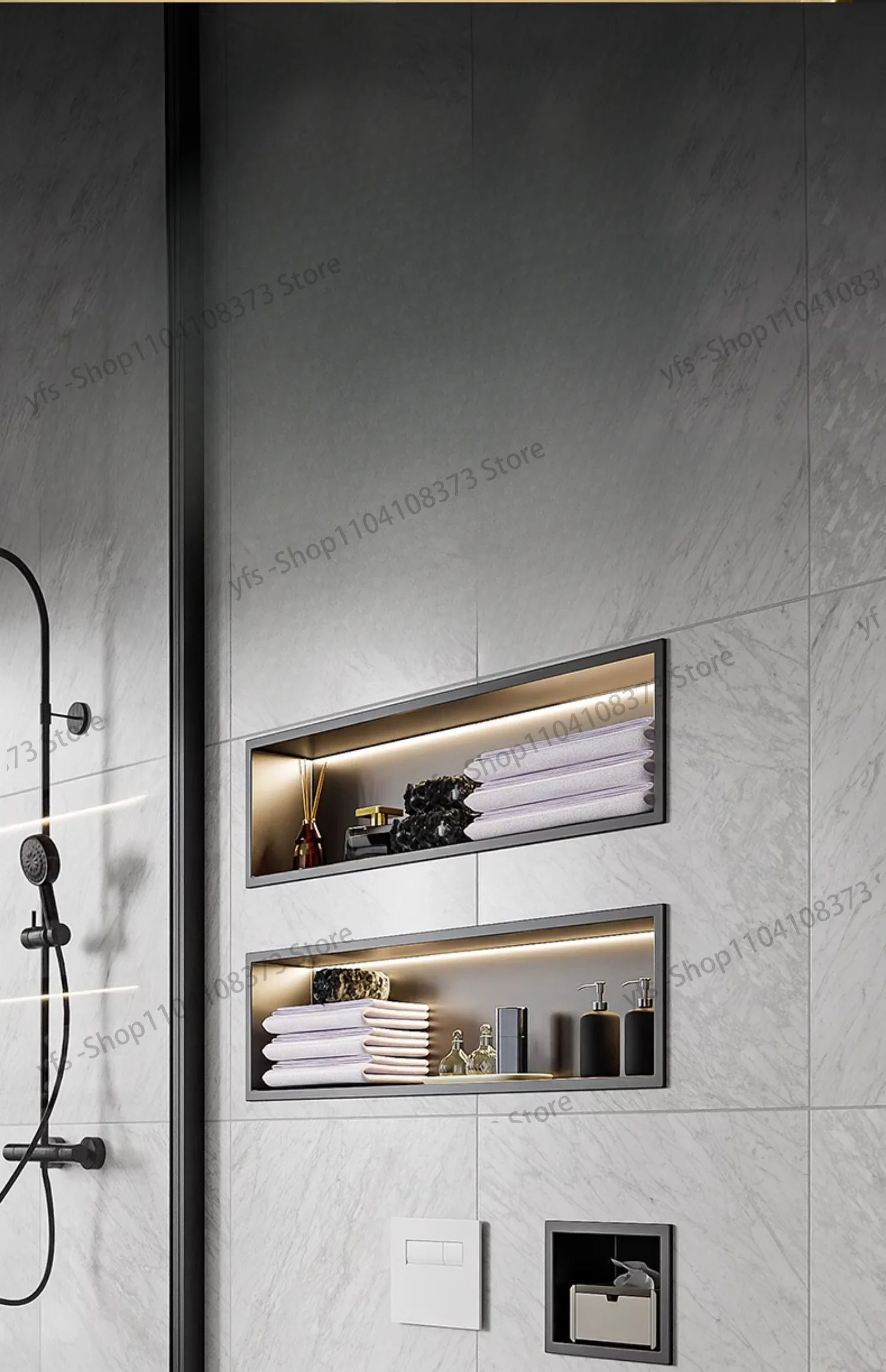 Stainless Steel Niche Bathroom Bathroom Shower Room Titanium Alloy Finished Embedded Metal Niche Cabinet Shelf