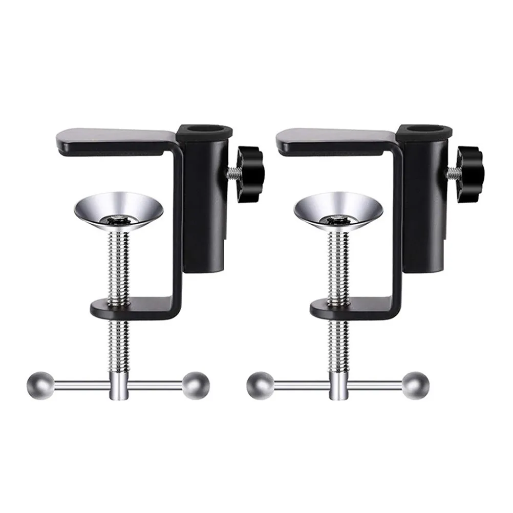2Pcs Base Support L-Shape Clamp Premium Metal Desk Mount Clips Table Cantilever Retaining Clips for Microphone Studio