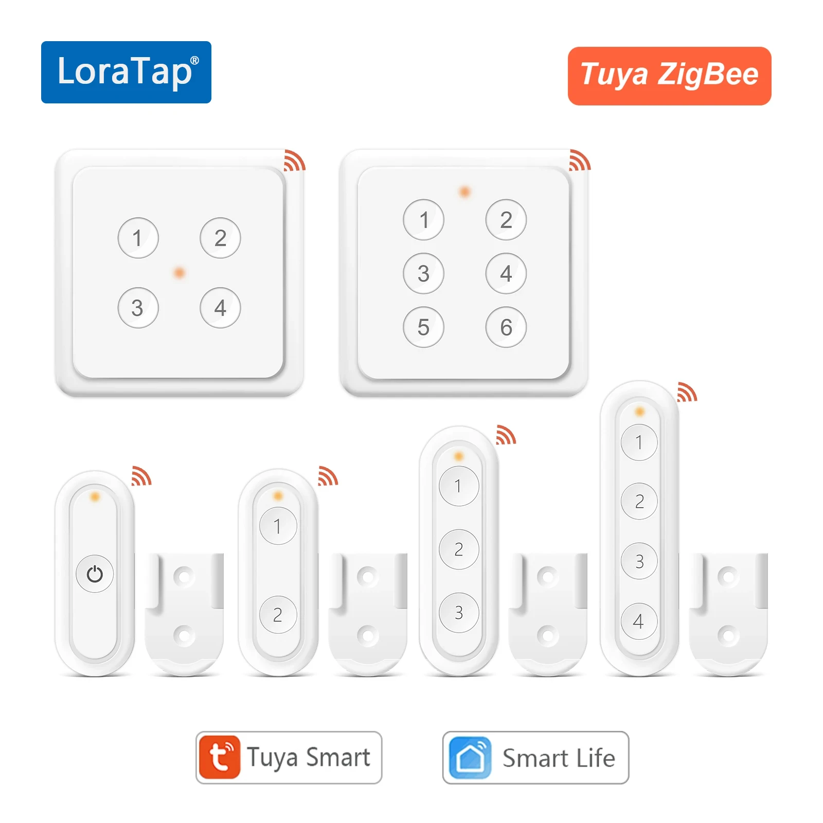 LoraTap Tuya ZigBee Interrupteur de Scène à 1 à 6 Boutons, Multi-usages, Contrôle à Distance via l'Application Smart Life, Hub d'Automatisation