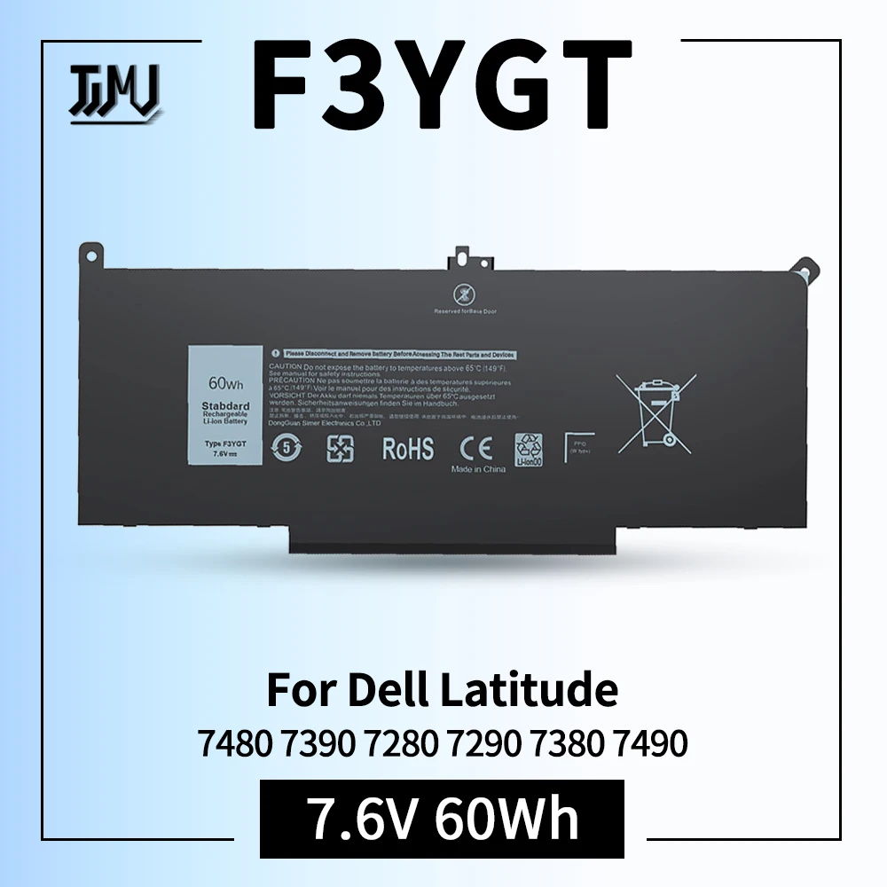 

Аккумулятор F3YGT для ноутбука Dell Latitude 12 7000 7280 7290/13 7000 7380 7390 P29S002/14 7000 7480 7490 P28S P28S001 P73G P73G002