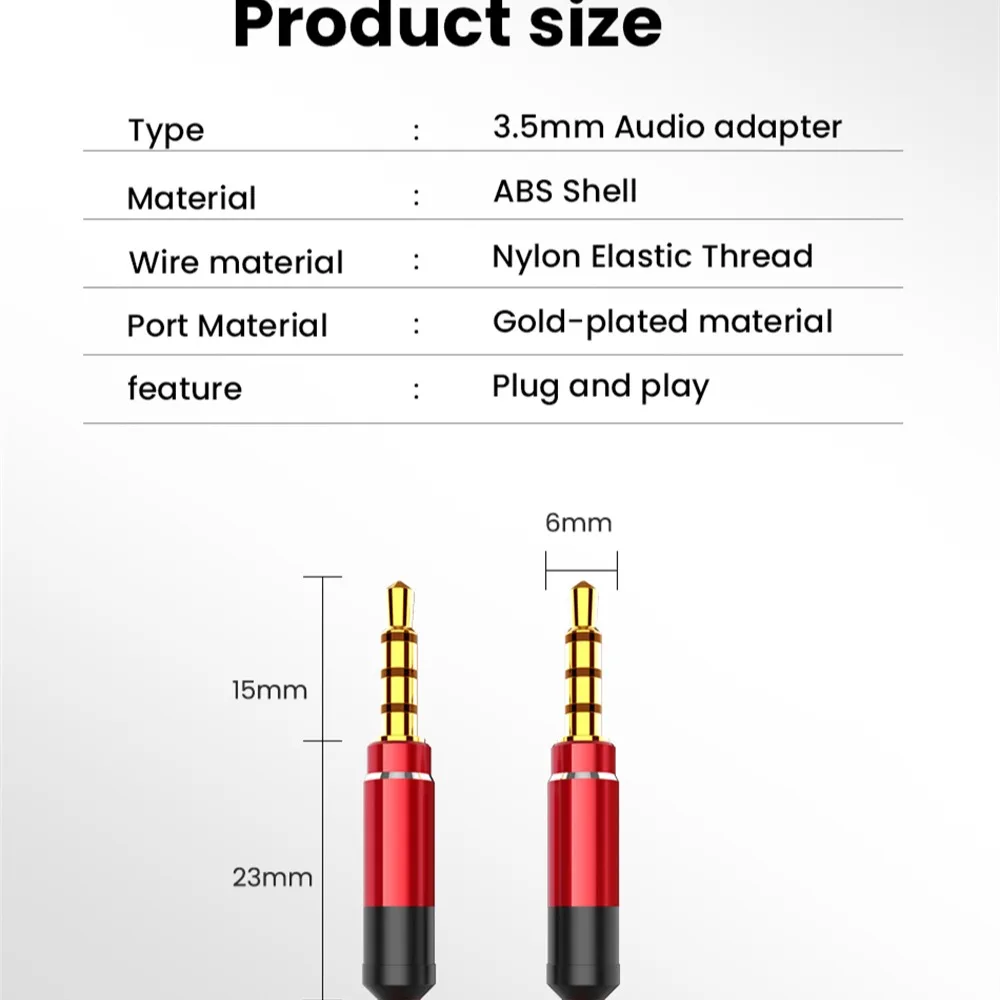 ユニバーサル編組糸オーディオ接続ケーブル,4つのセクション,オーディオケーブル,3.5mm,サウンドカード,1個