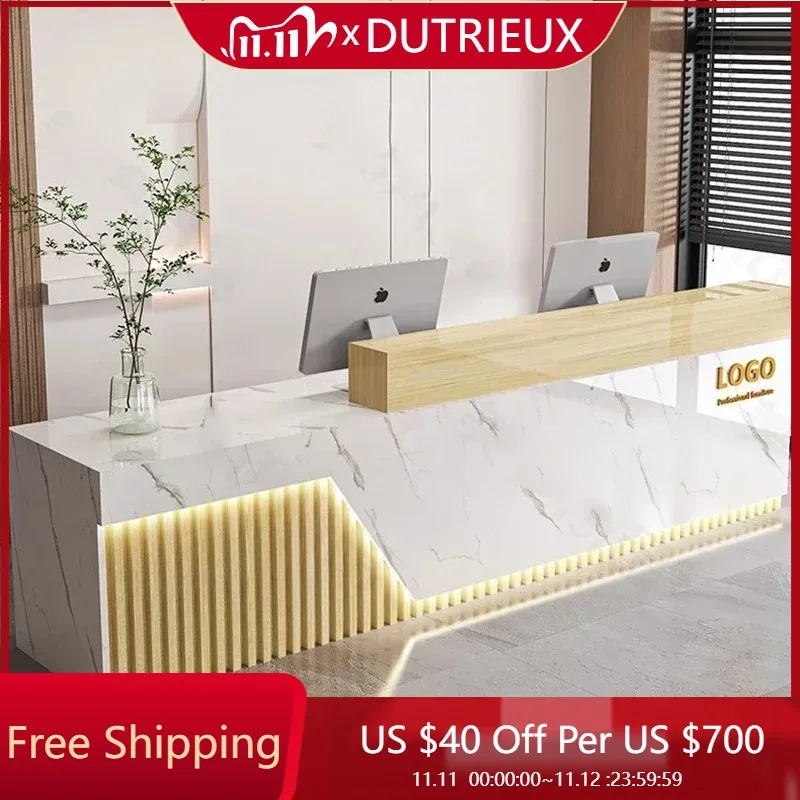 

Fashion Luxury Reception Desks Design Podium Nordic Salon Big Size Simple Safe Reception Desks Beauty Scrivania Hotel Furniture