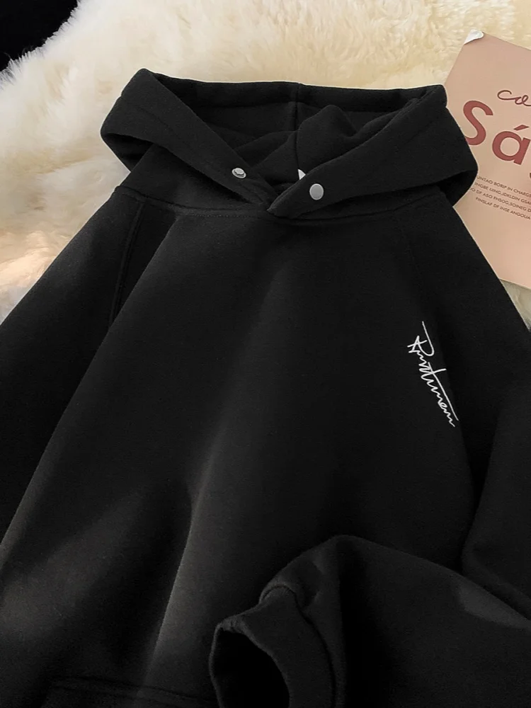 

Men's Fce Lined Hoodie Thi Hard American Retro High Street Sli Winter Warm Coat Trendy Casual Loose Fit Long Sve