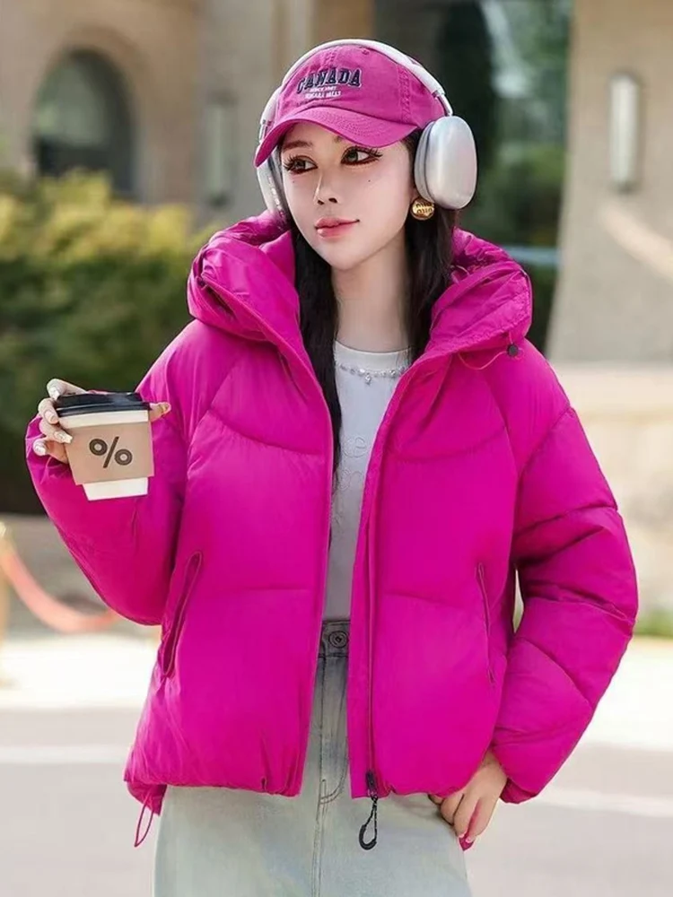 

ПЭТ Свободное повседневное хлопковое платье с капюшоном, женское модное универсальное стеганое пальто из полиэстера, корейский сле