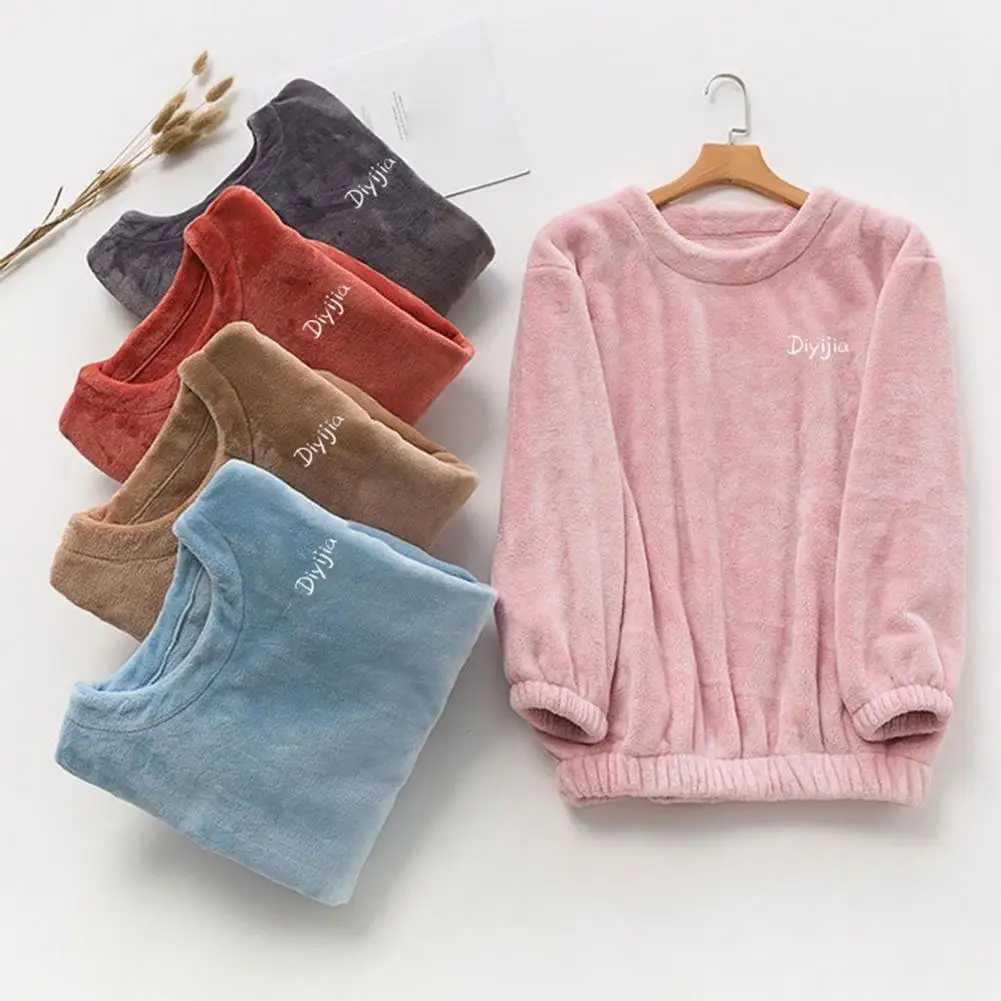 Soft Sleeping Top Sleepwear Women Men Winter Top Thick Elastic Cuff Sleeping Top  Keep Warm