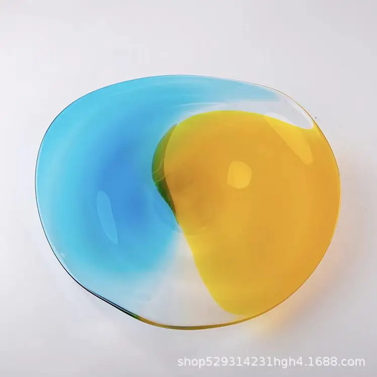 Modern light luxury gradual change fruit plate modern simple glass decoration creative ornament high-end exquisite handicraft wh
