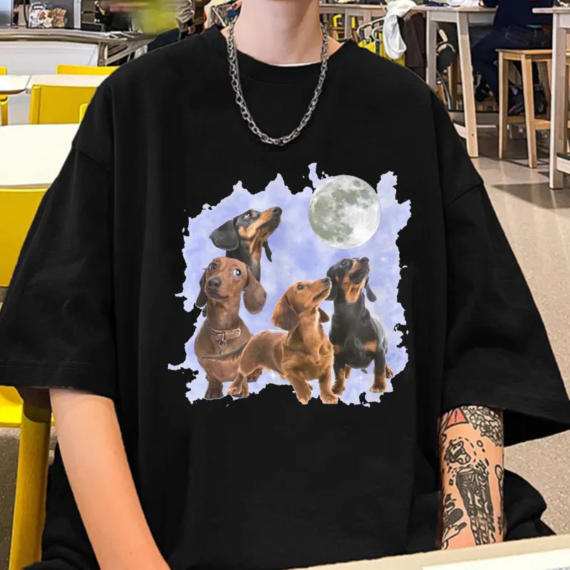 Dachshund T Shirt Funny Mem Graphic T Shirts Men Women's Summer Fashion Casual Trend T-shirt Male Retro Oversized Short Sleeve