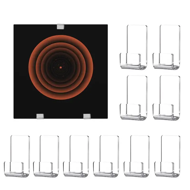 10pcs Acrylic Record Display Stand Shelf Clear Wall Mounted Vinyl Record Holder Floating Shelves LP Record Album Storage Rack