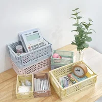 6Color Foldable Storage Baskets Student Desktop Holder Tape Stationery Cosmetic Storage Box Home Office Organizer Container - Image 5
