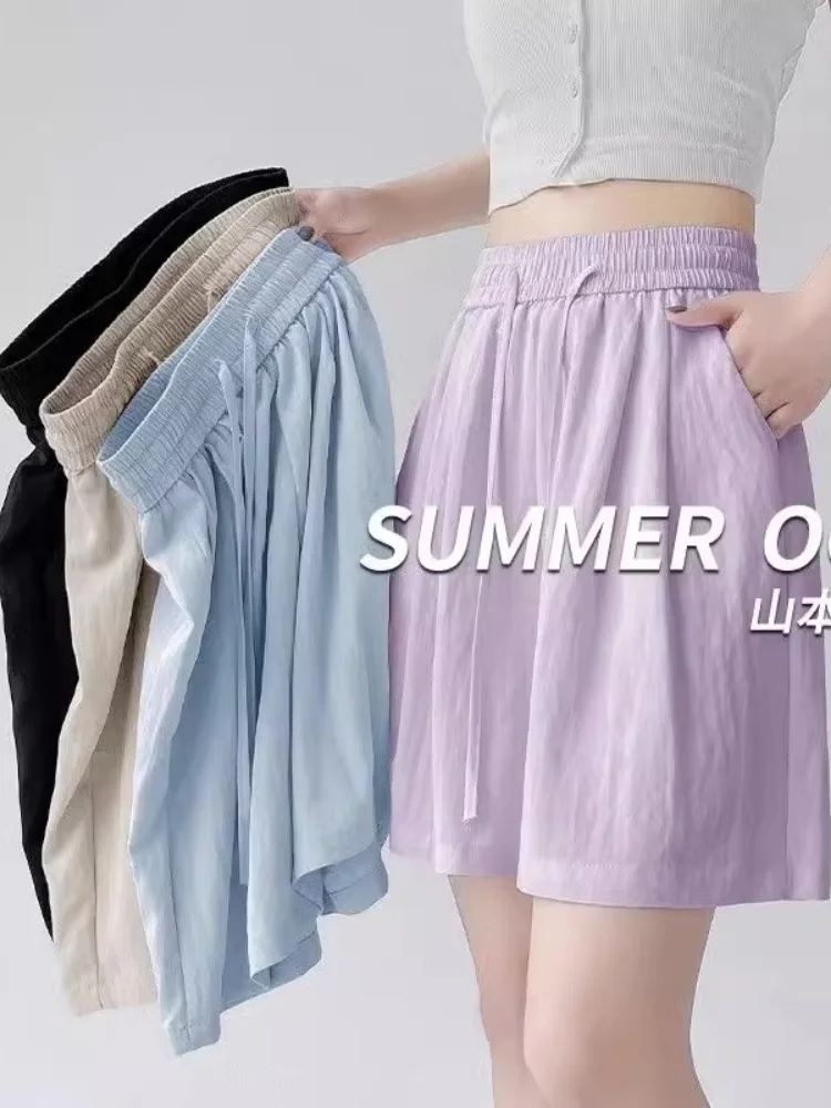 

Rouje Dsyle High Waist Loose Casual Ice Silk Qui Dry Sport Five-Quarter Pants Women's orts Mountain Brand Commute Sle