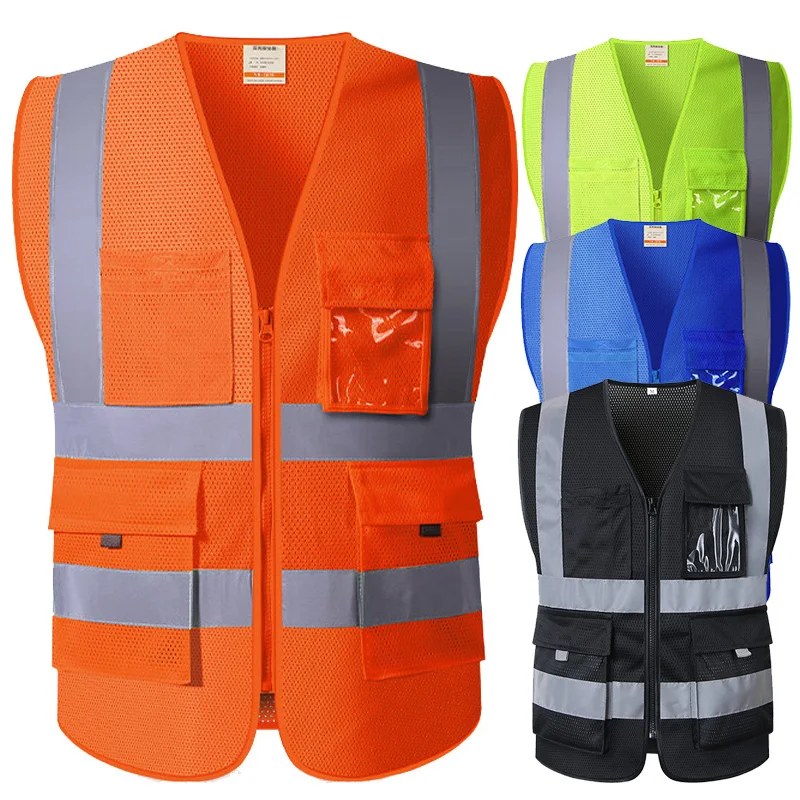 SFVEST HI VIS VIZ EXECUTIVE VEST HIGH VISIBILITY WORK WAISTCOAT REFLECTIVE SAFETY TOP ORANGE YELLOW BLUE FAST SHIPPING