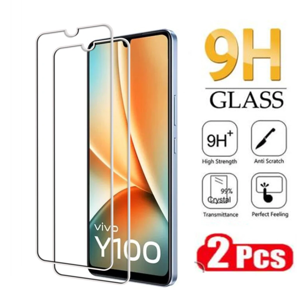 Tempered Glass For Vivo Y100 Y01A Y02s Y10 Y15c Y16 Y21 A g e t Y22s Y30 5G Y33 t e s Y35 Y55 Y75s Y77e 5G Screen Protector Film