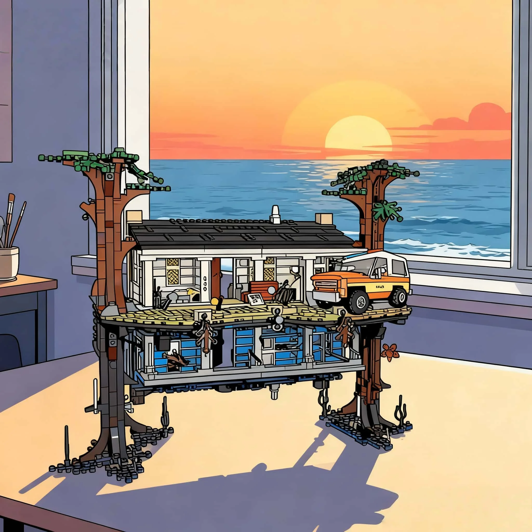 2026 spot brand new 2287-piece parallel-dimensional building block kit, MOC, adult inverted brick model，