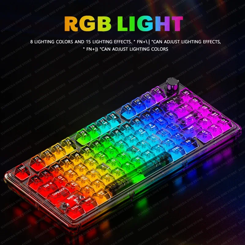 Imagem -04 - Weikav-one 75 Teclado Mecânico sem Fio Transparente para Jogos Bluetooth com Fio Rgb Hotswap Gamer sem Contato