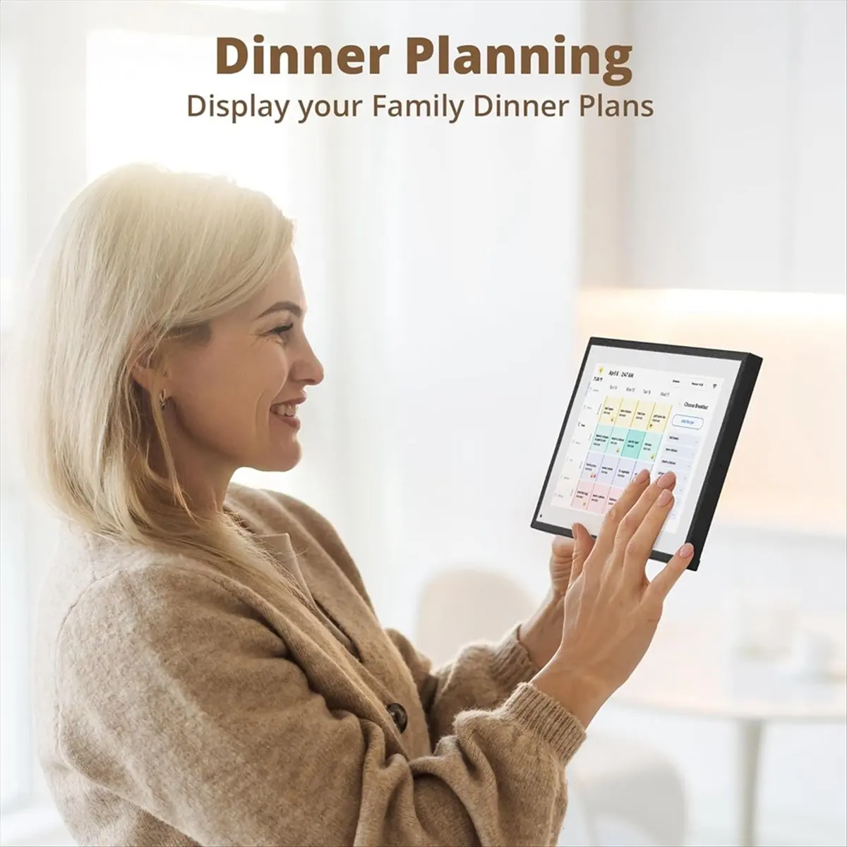 A77I 10.1 Inch Digital Calendar Chore Chart,Interactive Touchscreen,Smart Family Planner, Hearth Display Desk Digital EU Plug