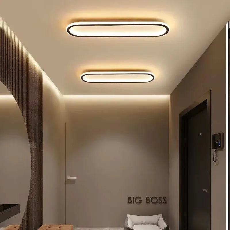 Long Stripe LED Ceiling Light Oval Modern Black Aisle 40/60/80cm Bedroom  Living room Porch Living Room Indoor Lamp and Lighting