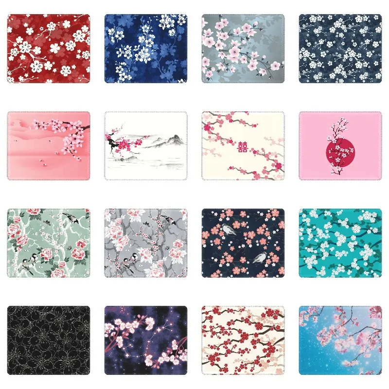 Cherry Blossom Japanese Sakura Mouse Pad Square Gaming Mousepad Non Slip Rubber Floral Flowers Office Decor Computer Table Mat