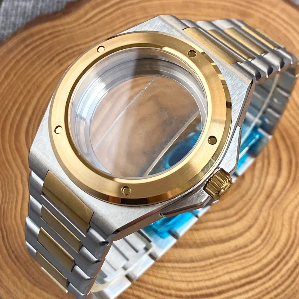

Two Tone Gold 200M Waterproof 40mm Sapphire Glass Diving Watch Case Fit NH35 NH36 NH34 PT Movement Men Watch Part Steel Bracelet