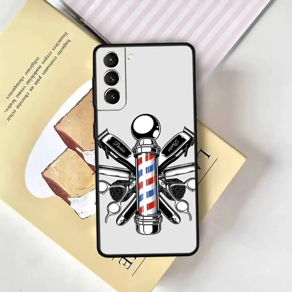 حافظة هاتف Barber Shop Hair1 لهاتف سامسونج جالاكسي A13,21s,22,31,32,52,53,71,72,73, غطاء أسود ناعم #3