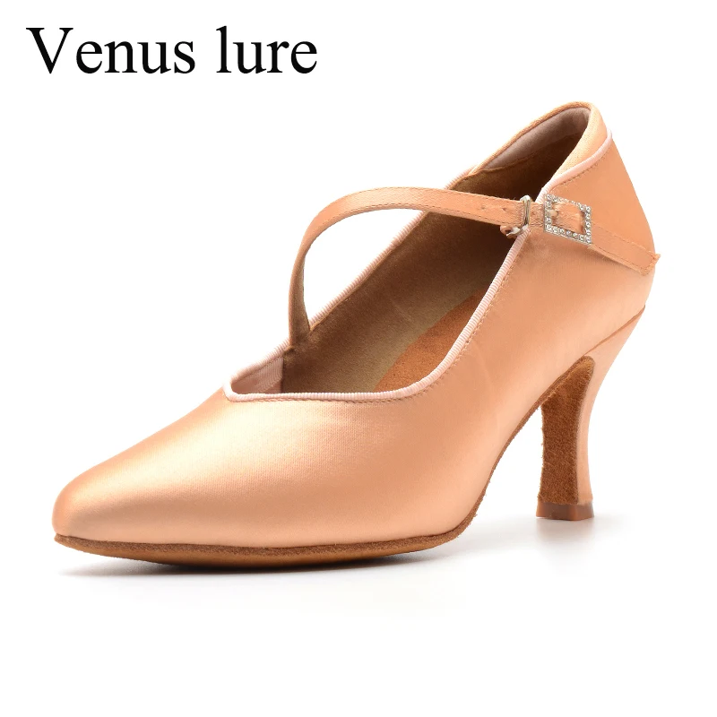 

Venus Lure Customized Champagne Satin Shoes for Dancing High Heeled 7.5CM