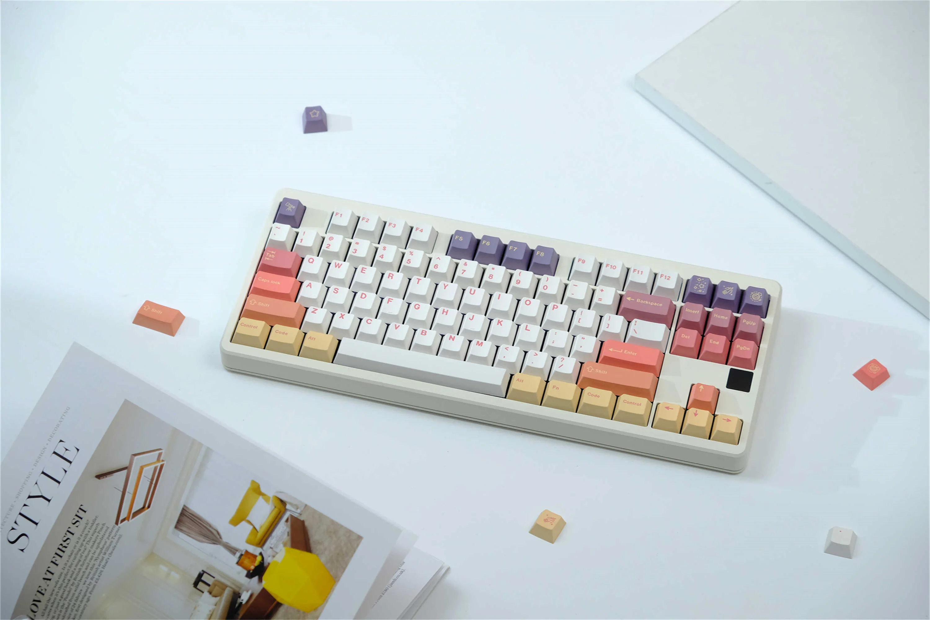 GMK Cloud Smoke Keycaps 129 Keys PBT Material Keycaps Cherry Profile DYE-SUB For MX Switch Wooting Mechanical Keyboard Keycaps