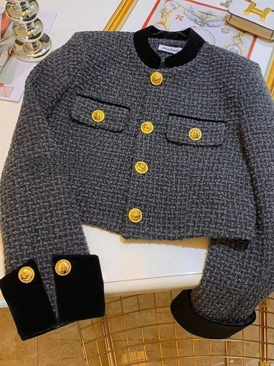 

Red Stand Collar Coated Woolen Jaet Women's Faionable Versatile ort Outerwear Crisscross Color Design Winter Warm Top