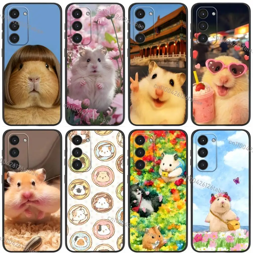 Cute M-Mouse Rat Hamster Phone Case For Samsung Galaxy A20,21s,22,31,32,52,53,72,73,80,91 Soft Liquid Silicone Black Cover
