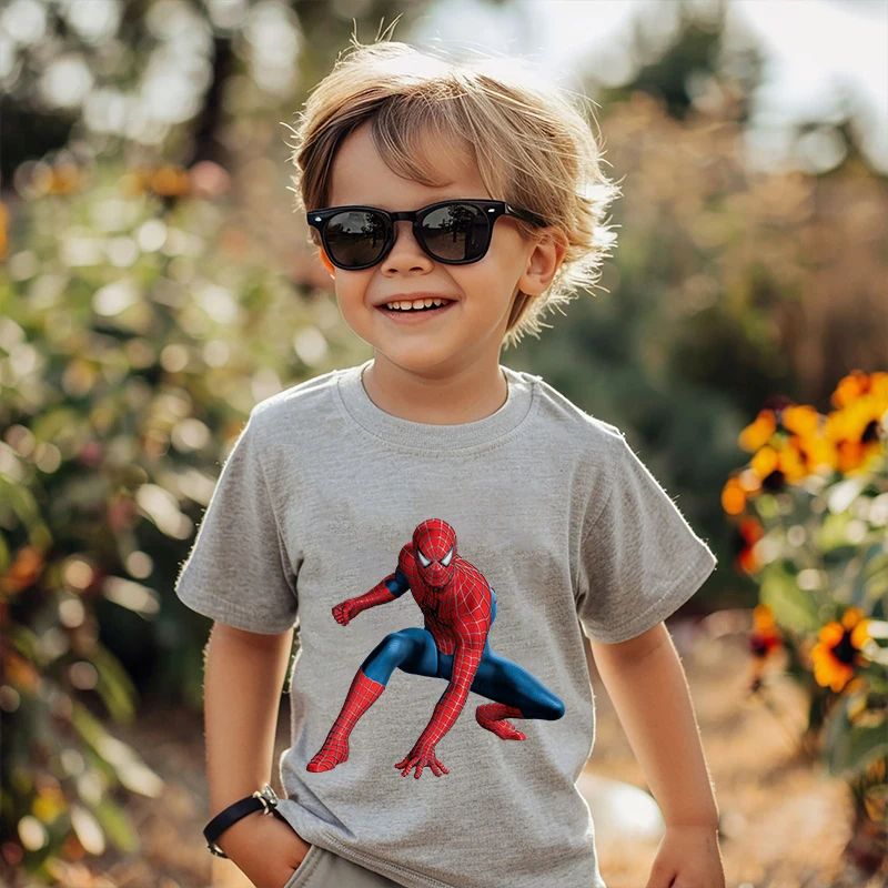 

Spider-Man Printed Kids T-shirt Summer Children's Cotton Short Sleeve Suitable for Boys and Girls Gray Casual Tops