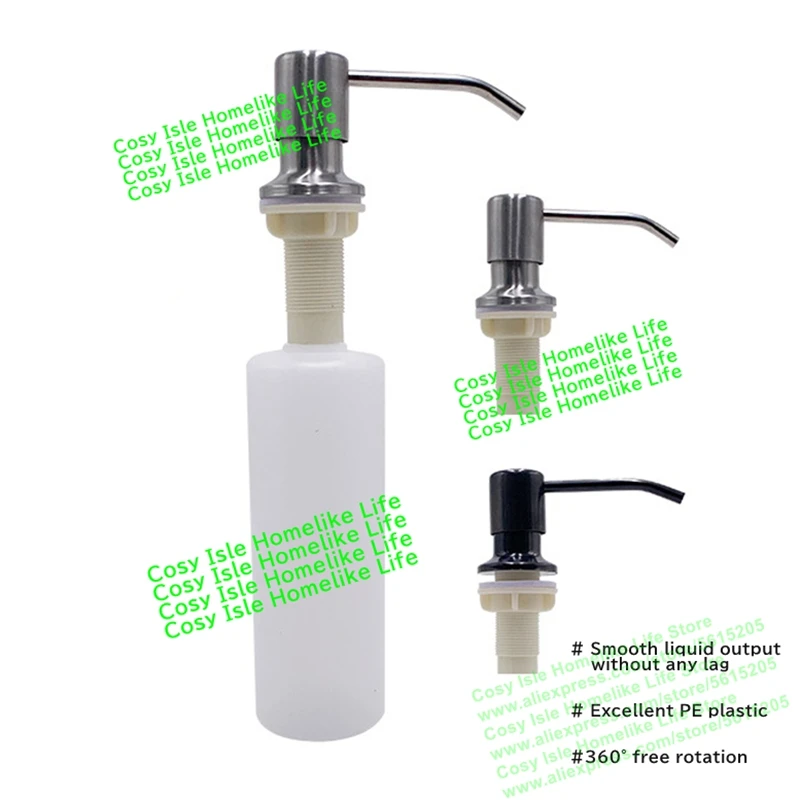 

Sink Lotion Bottle Hand Press Pump Soap Dispenser Stainless Steel Head Plastic Dispenser Basin Mount Liquid Detergent Container