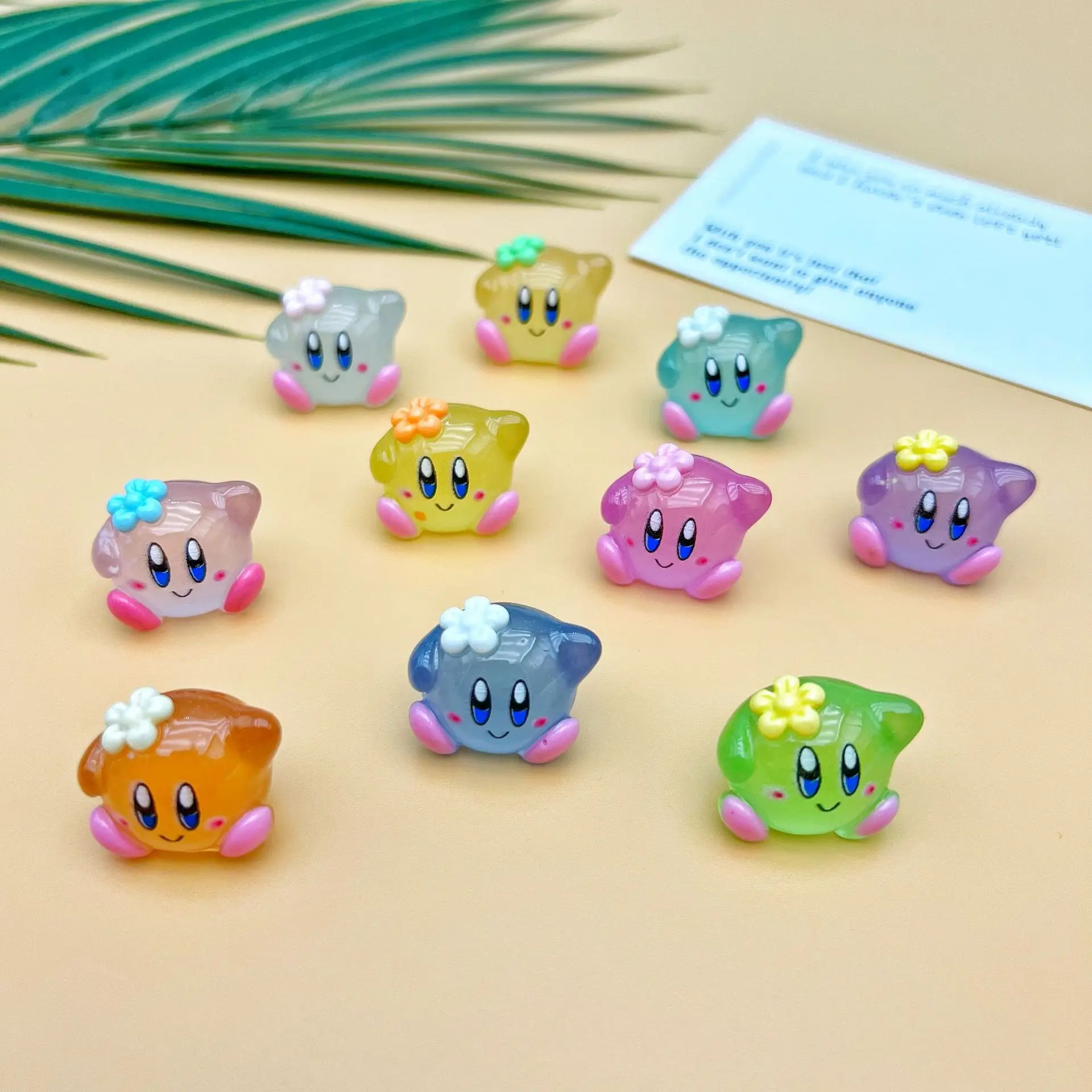 10pcs Star Kirby Action Figure luminoso Kirby accessori Decor portachiavi in resina fai da te figura Anime bambini compleanno giocattoli regalo di