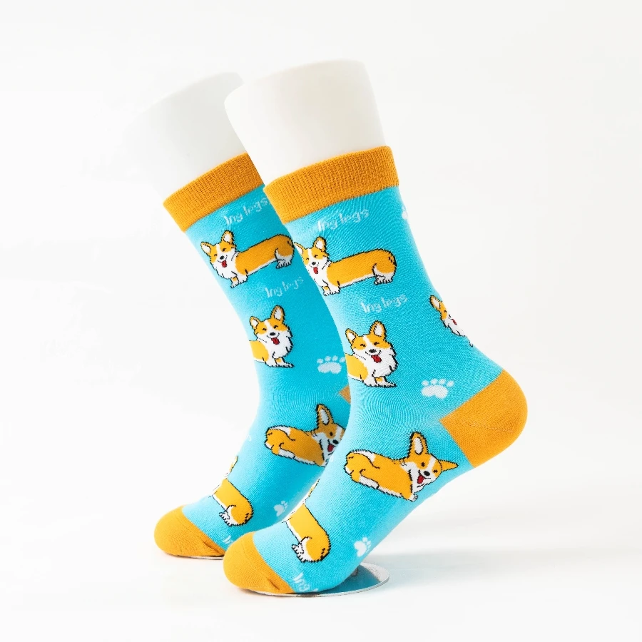 MYORED 1 pair of New winter cartoon cute little Corky pattern men's couple fashion trend mid-tube socks