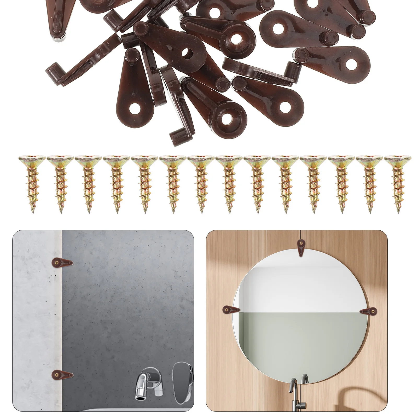 

1Set Glass Mirror Fixing Clips Modern Rustproof Bracket Shelf Mounting Multi-Functional Window Flush Clips Mirror Clip