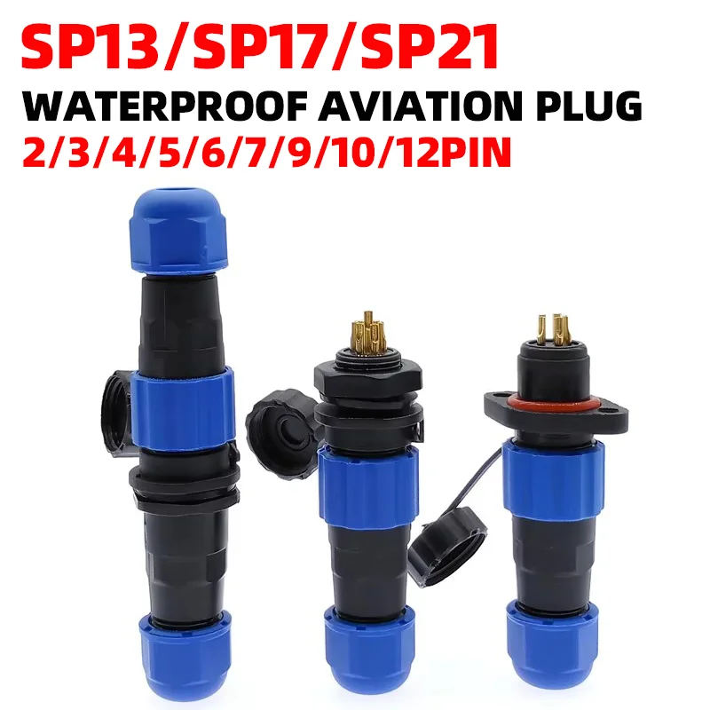 

IP68 Waterproof Aviation Connector, SP13/SP17/SP21 Male/Female Connectors 1 - 9 Pin, Plug & Socket, Nut/Flange/Docking Options