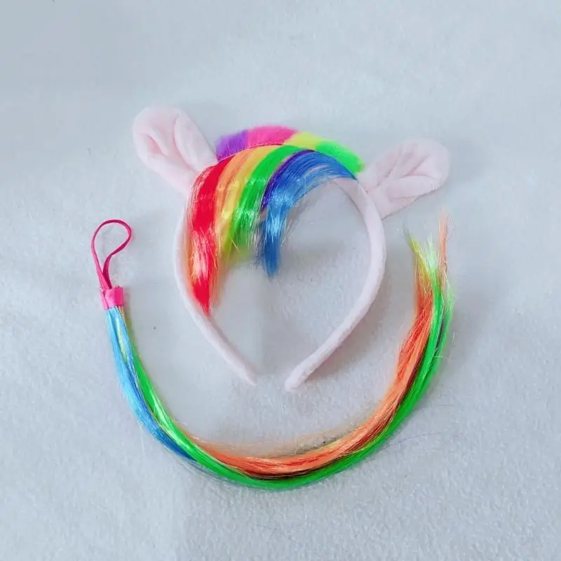 Y3ne Halloween Cosplay -Accessoire mit Pferd Heck Pferd Ohrstirnband für Kinder Erwachsene Maskerade Weihnachten Halloween