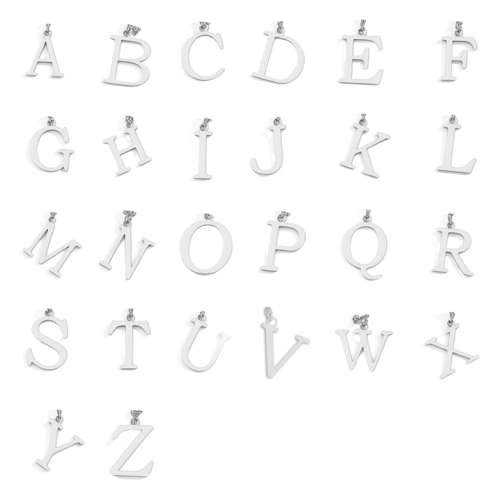 DGIDDK الفولاذ المقاوم للصدأ 26 رسائل قلادة قلادة مزدوجة مكدسة ارتداء أوروبا والولايات المتحدة الاسلوب المناسب مجوهرات نسائية #4