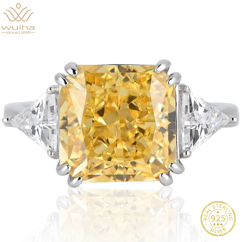 

WUIHA Real 925 Sterling Silver Fancy Cut 6CT VVS Citrine Pink Sapphire Simulated Moissanite Ring for Women Gift Drop Shipping