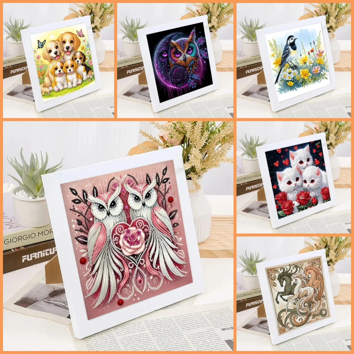 1 لوحة ماسية ذاتية الصنع بأنماط حيوانات، مناسبة لعشاق الرسم الماسي المبتدئ (بدون إطار خشبي) #1