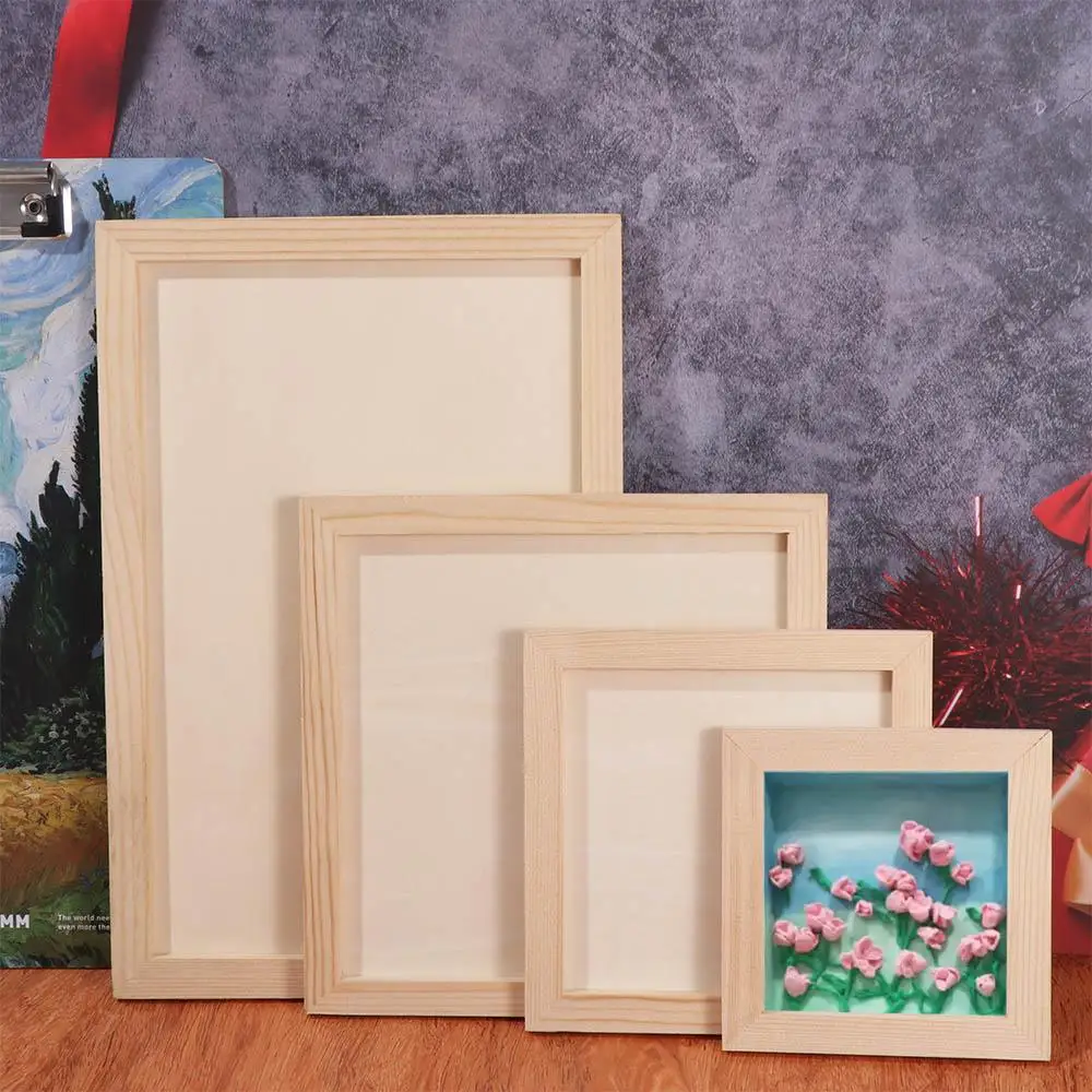 Art Puzzle Holder DIY Blank Clay Frames Desktop Ornament DIY Handcraft Wooden Photo Holders Painting Drawing DIY Craft
